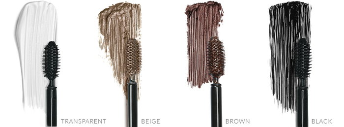 Brow gel - color swatches and brushes